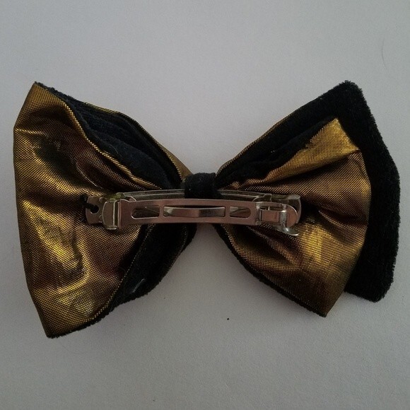 Gold Hair Clip with Black Velvet Center - Picture 4 of 5